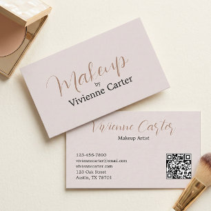 Neutrale Creme-Tan-Schrift-Makeup-Artistin Visitenkarte