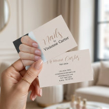 Neutrale Creme-Tan-Script-Foto-Nagelkünstler-Salon