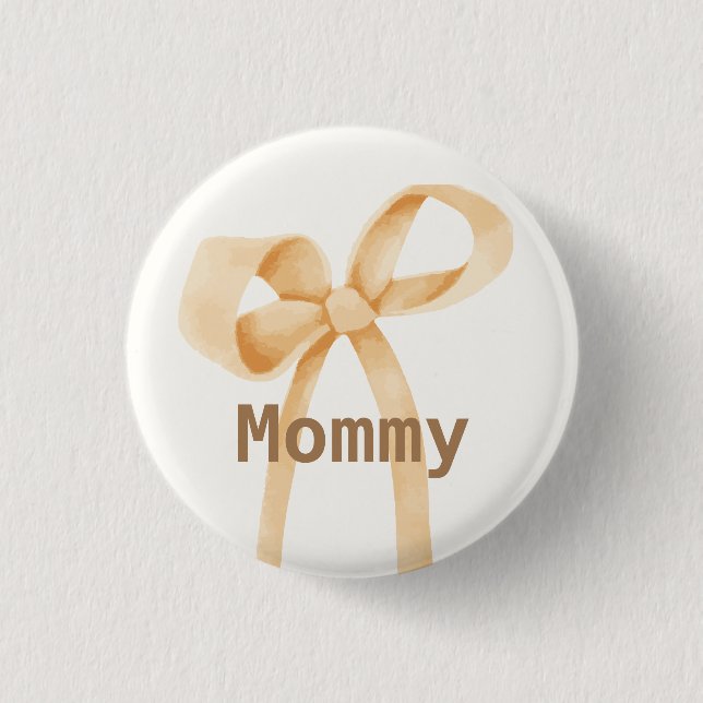 Neutrale, einfache Bow-Baby-Duschmädchen Button (Vorderseite)
