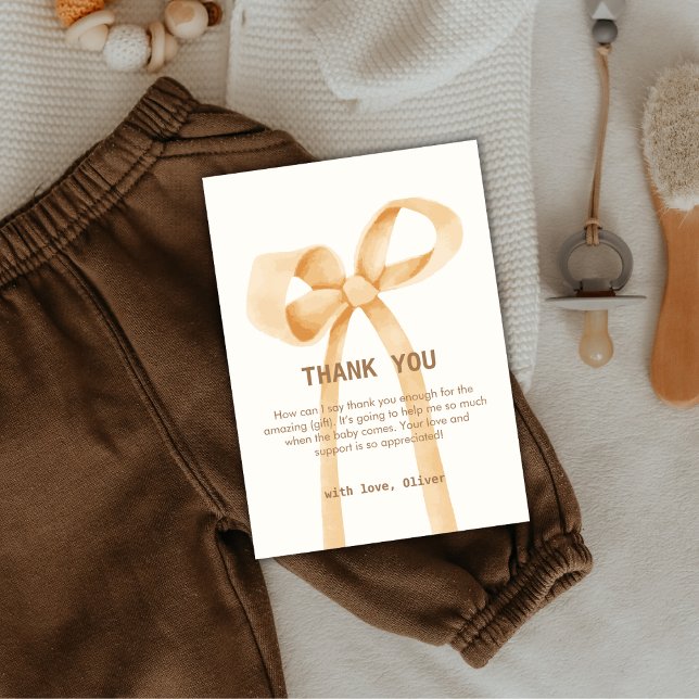 Neutrale, einfache Bow-Babydusche Dankeskarte (Gender Neutral Simple Bow Baby Shower Thank You Card)