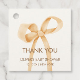 Neutrale, einfache Bow-Babydusche Geschenkanhänger