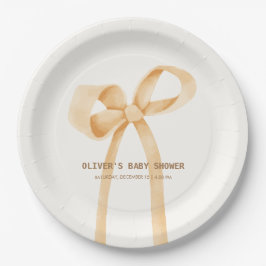 Neutrale, einfache Bow-Babydusche Pappteller