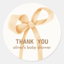 Neutrale, einfache Bow-Babydusche Runder Aufkleber