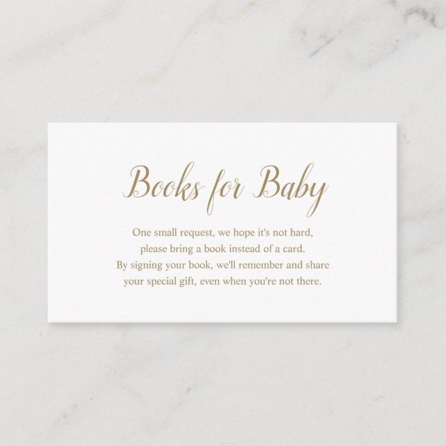Neutrale, einfache Gold-Bücher für Babydusche Begleitkarte (Vorderseite)