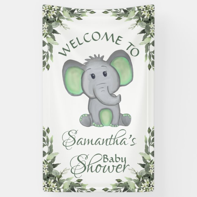 Neutrale Elefantenpflanze Babydusche Banner (Vertikal)