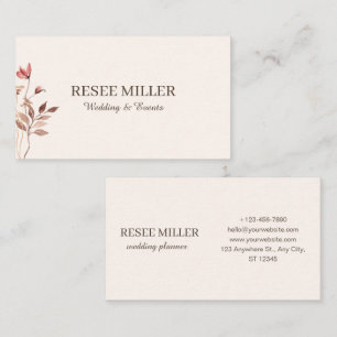 Neutrale Elegant Einfache Blume Hochzeit Visitenkarte
