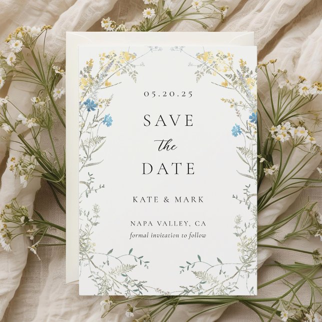 Neutrale Elegante Wildblume Hochzeit Save The Date (Von Creator hochgeladen)