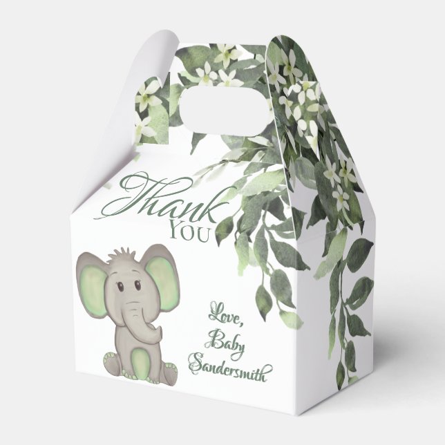 Neutrale Elephant Babydusche für Wasserfarben Geschenkschachtel (Vorderseite)