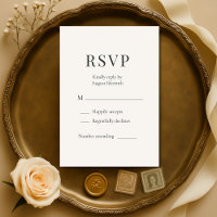 Neutrale Elfenbein-Minimalist-Hochzeits-RSVP
