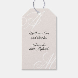 Neutrale Elfenbeinbeige Elegant Monogram Wedding Geschenkanhänger