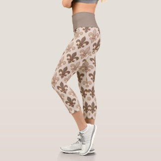 Neutrale Erde Royal Fleur-de-lis Stil Capri Leggings