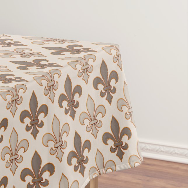 Neutrale Erde Royal Fleur-de-lis Stil  Tischdecke (Beispiel)