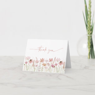 Neutrale Erdige Wildblumen Hochzeitst Shower Dankeskarte
