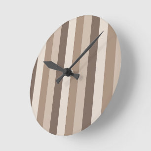 Neutrale Erdtöne Streifen Muster Design Runde Wanduhr