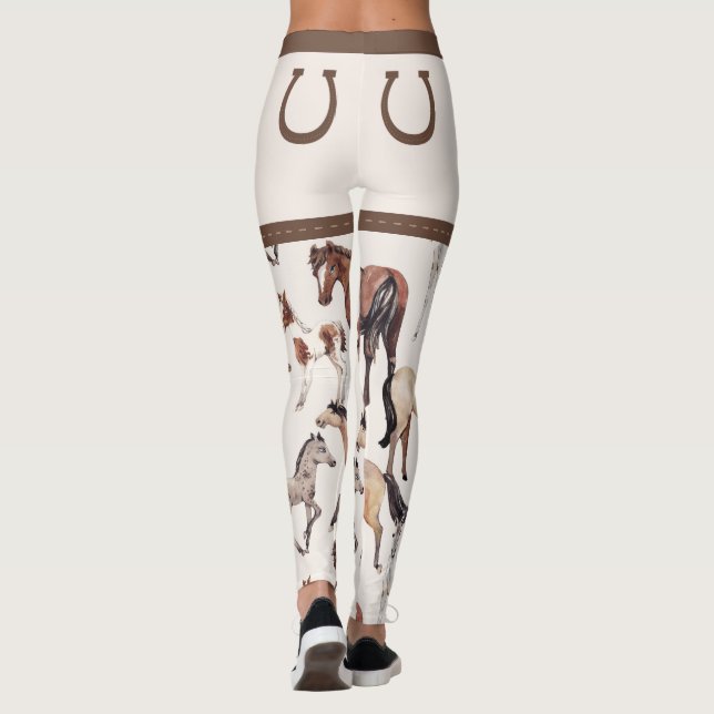 Neutrale Farbe von Pferden und Hufeisen Leggings (Rückseite)