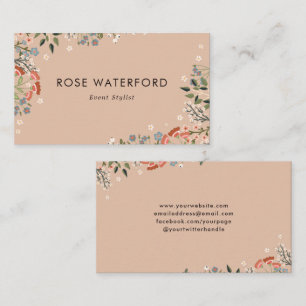 Neutrale Farbpalette Boho Wildblumen Visitenkarte
