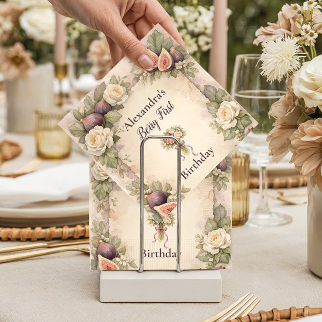 Neutrale Feigen-Blumen 1. Geburtstag Serviette (Von Creator hochgeladen)