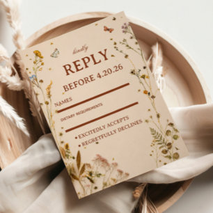 Neutrale Florale Eleganz RSVP Karte