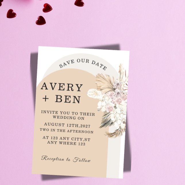 Neutrale Florale Save the Date Einladung (Von Creator hochgeladen)