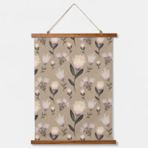 Neutrale Florale Wandkunst | Sanfte Rosa Botanik