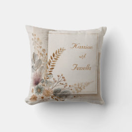 Neutrale Folk Art Wildblume Hochzeit Kissen