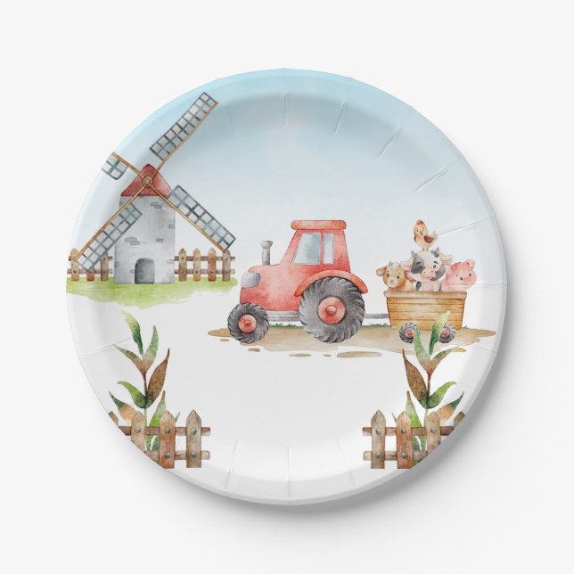 Neutrale Geburtstagspartei des landwirtschaftliche Pappteller (Vorderseite)