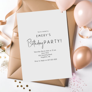 Neutrale Geburtstagspartei für Minimalistisches Ge Einladung