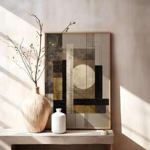 Neutrale Geometrische Abstraktion, Beige Schwarz G Leinwanddruck