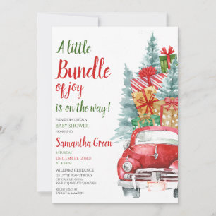 Neutrale Geschenke Weihnachtswagen Babydusche Einladung