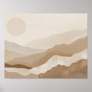 Neutrale getönte geschichtete Wüstenlandschaft Poster