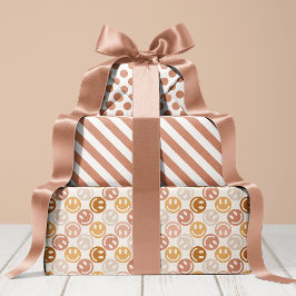 Neutrale, glückliche Streifen und Polka-Punkt Geschenkpapier Set