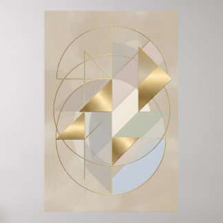 Neutrale Goldakzente Abstrakte Geometrische Wandku Poster