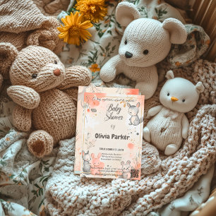 Neutrale Hasen-Baby-Shower-Einladung Aquarell Einladung