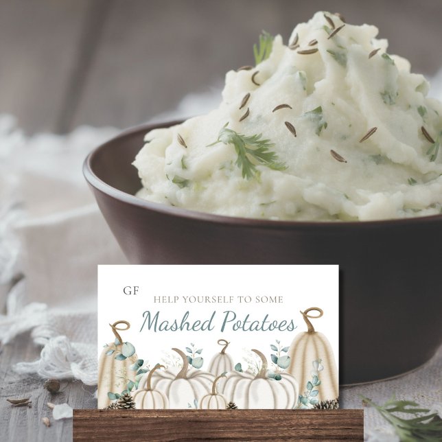 Neutrale Herbst-Event-Catering-Disc-Karten Platzkarte (Neutral White Cream Beige Thanksgiving Fall Autumn Meal Dish Place Cards)