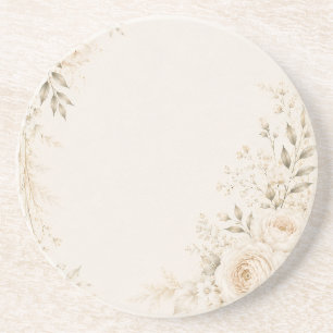 Neutrale Hochzeit mit raffinierten Blumen Getränkeuntersetzer