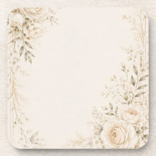 Neutrale Hochzeit mit raffinierten Blumen Getränkeuntersetzer