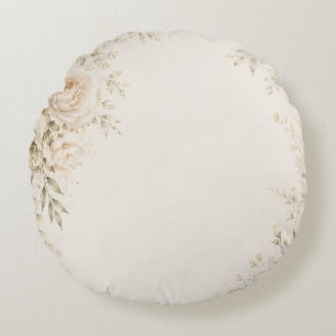 Neutrale Hochzeit mit raffinierten Blumen Rundes Kissen