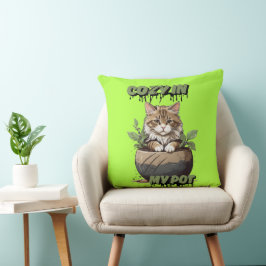 Neutrale Hues spielerische Katze in Pot Kissen