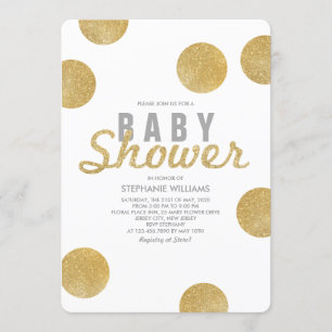 Neutrale Imitate Gold Glitzer White Baby Dusche la Einladung