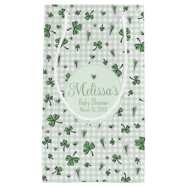 Neutrale irische Clovers Babydusche Kleine Geschenktüte (Vorderseite)