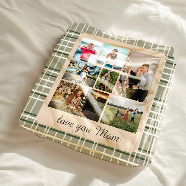 Neutrale Karierte Kinder Multiples Foto Monogramm Fleecedecke (Von Creator hochgeladen)