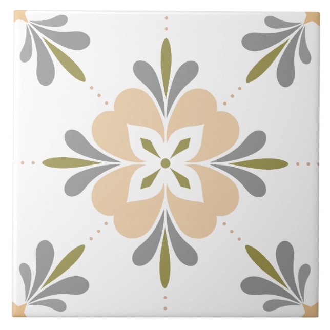 Neutrale Keramik der mediterranen Blume Fliese (Vorderseite)