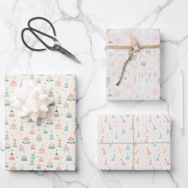 Neutrale Kinder Geschenkpapier Set (Vorderseite)