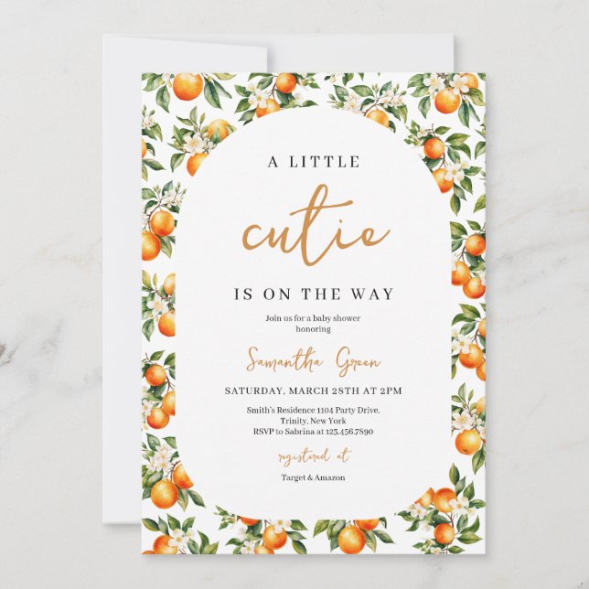 Neutrale kleine Süsse Babydusche Einladung (Vorderseite)