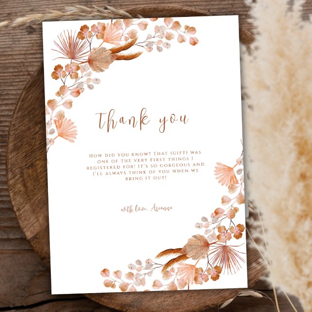 Neutrale kleine Wildblume Boho Babydusche Dankeskarte (Gender Neutral Little Wildflower Boho Baby Shower Thank You Card)