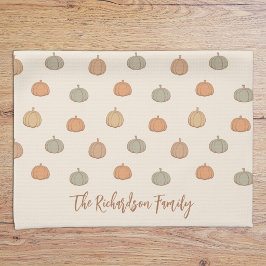 Neutrale Kürbis Boho Beige Halloween Herbst Name Geschirrtuch