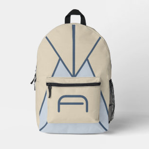 Neutrale Küsten-Flachsblau-Monogramm-Rucksack Bedruckter Rucksack