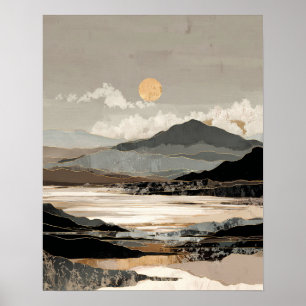 Neutrale Landschaft Abstrakt Minimaler Bergsee Poster