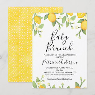 Neutrale Lemon Brunch Baby Dusche Einladung Geschl