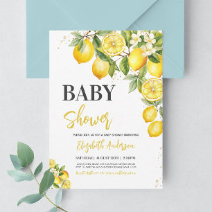 Neutrale Lemon Citrus Floral Baby Shower Einladung
